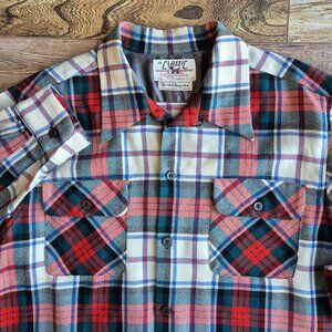 Vintage Concordia 100% Wool Multicolor Plaid Button-Down Shirt Long Sleeve